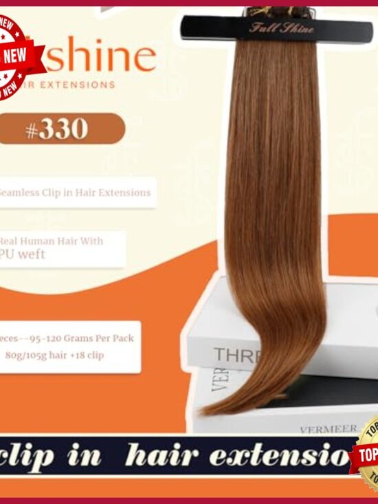 20 Inch Clip-In Human Hair Extensions 120g 8pc Straight PU Weft